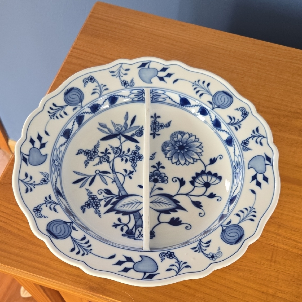 Meissen Blue Floral Divided Plate